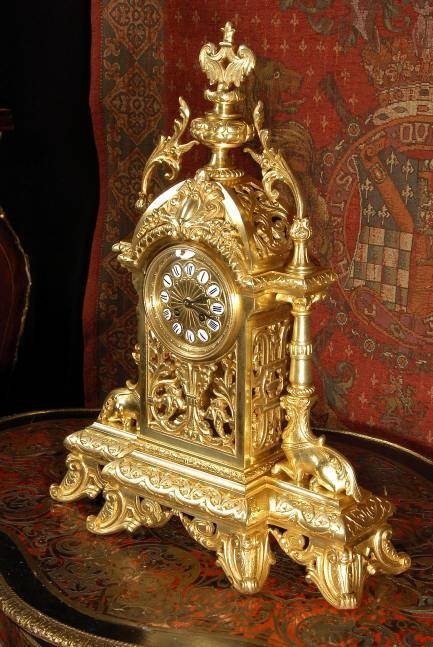 fig 1. Japy Freres Classical Gilt Brass Clock. ~ French - Circa 1870 ~